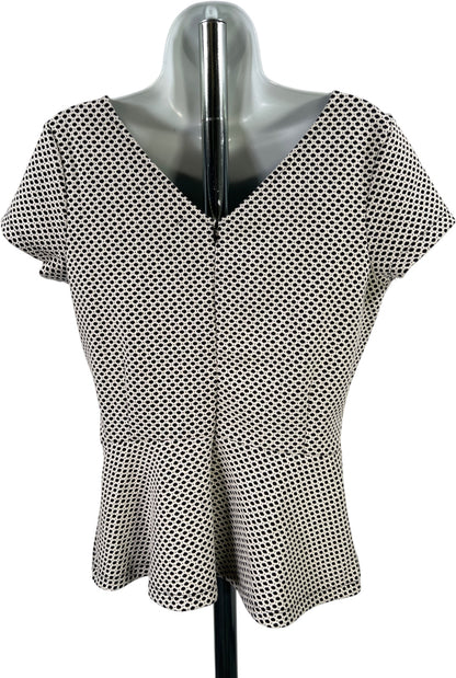 Banana Republic Women’s White/Black Short Sleeve Peplum Blouse - 10