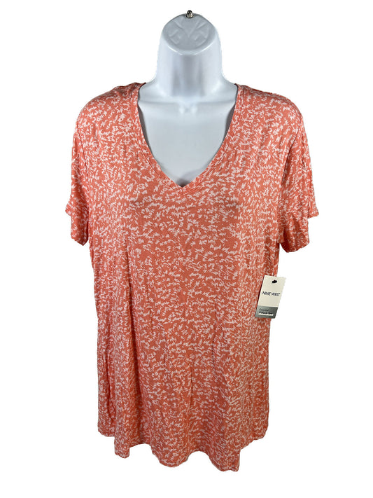 NEW Nine West Women's Orange/Coral Short Sleeve Essential T-Shirt - L