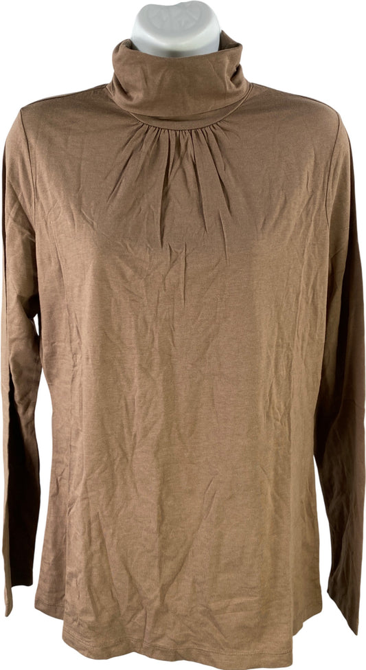 Lands End Women’s Brown Thin Knit Long Sleeve Turtleneck Shirt - M
