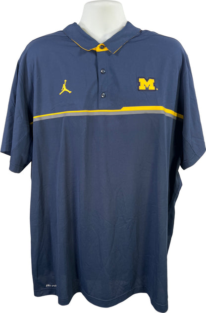 Nike Jordan Men’s Blue U of M Michigan Short Sleeve Athletic Polo Shirt - 3XL