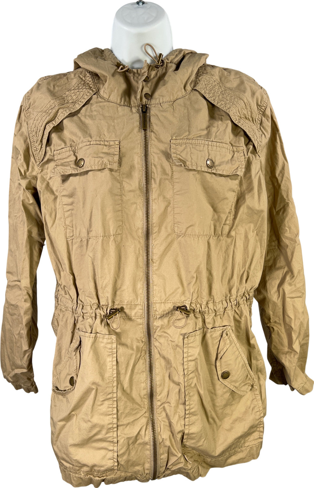 Michael Kors Women’s Beige Lightweight Military Hooded Jacket - S