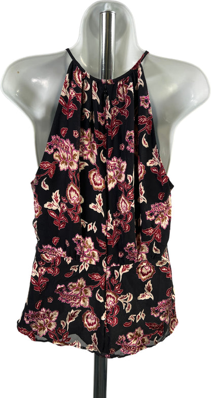 White House Black Market Women’s Black & Purple Floral Sleeveless Top - 8
