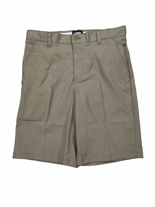 NEW Lands End Boys Beige Active Chino Shorts - 16