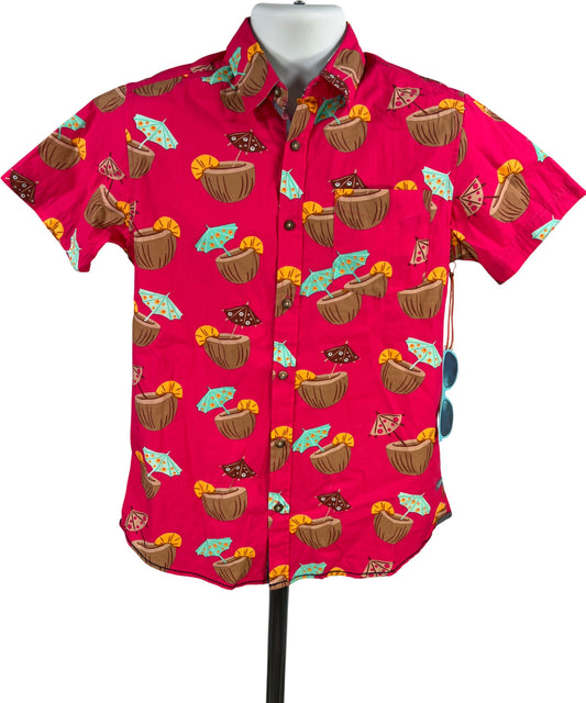Huntington BC Men’s Pink Coconut Button Up Hawaiian Shirt - S