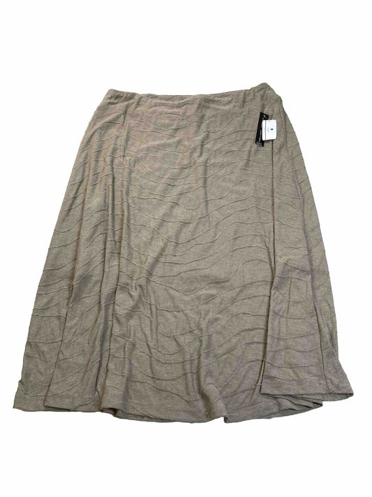 NEW Larry Levine Women's Light Brown Midi A-Line Skirt - Plus 1X