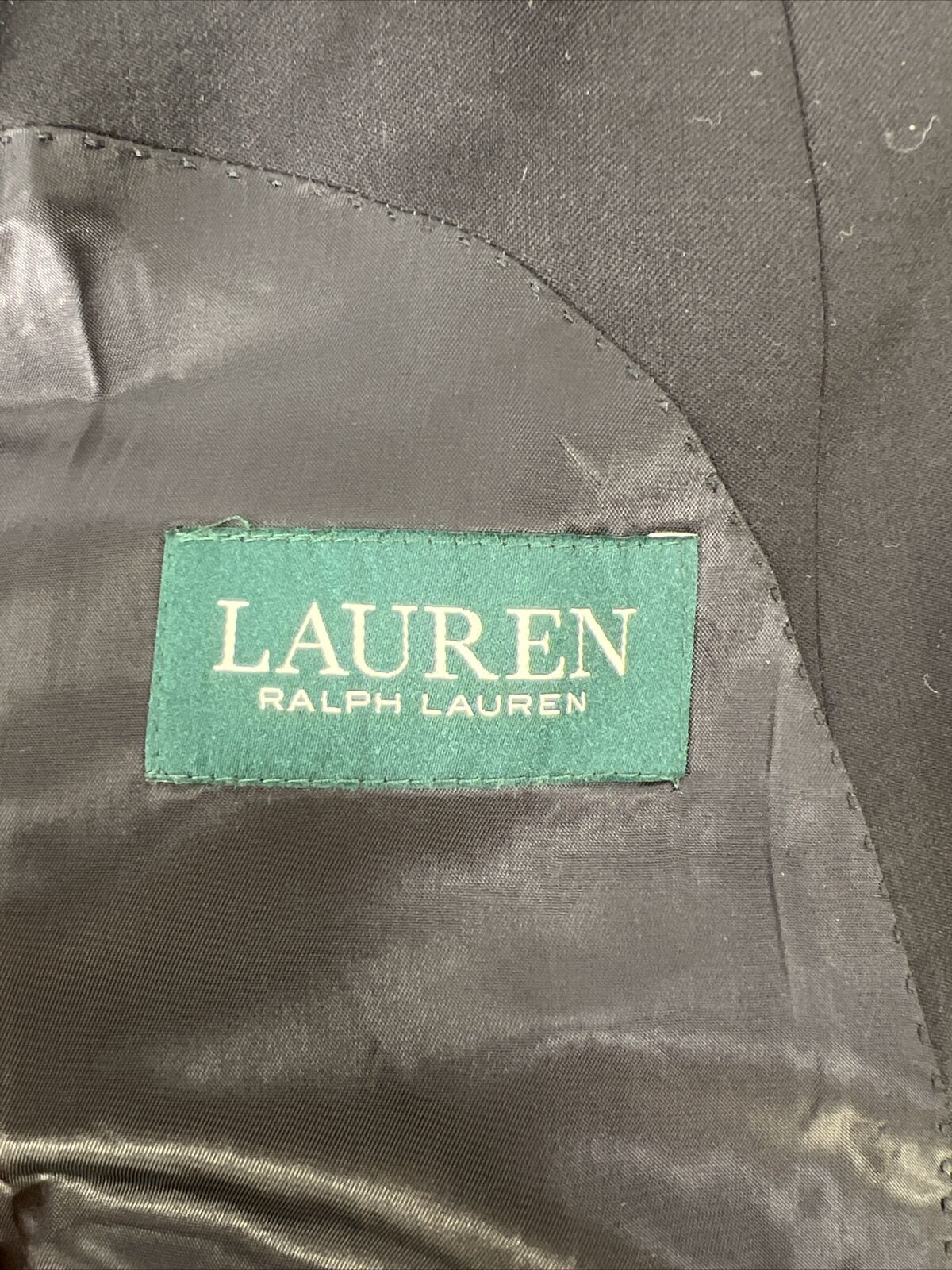 LAUREN Ralph Lauren Men's Black 2-Button Wool Suit Jacket Blazer - 46R