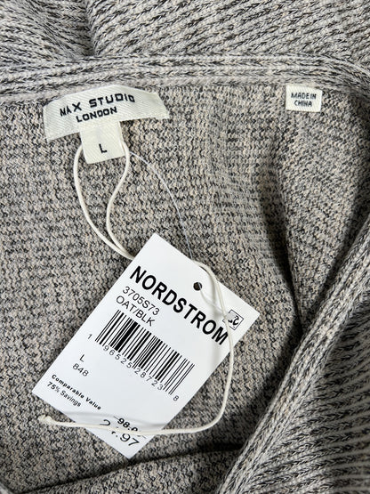 Max Studio Women’s Oat/Black Short Sleeve Ribbed Shirt - L