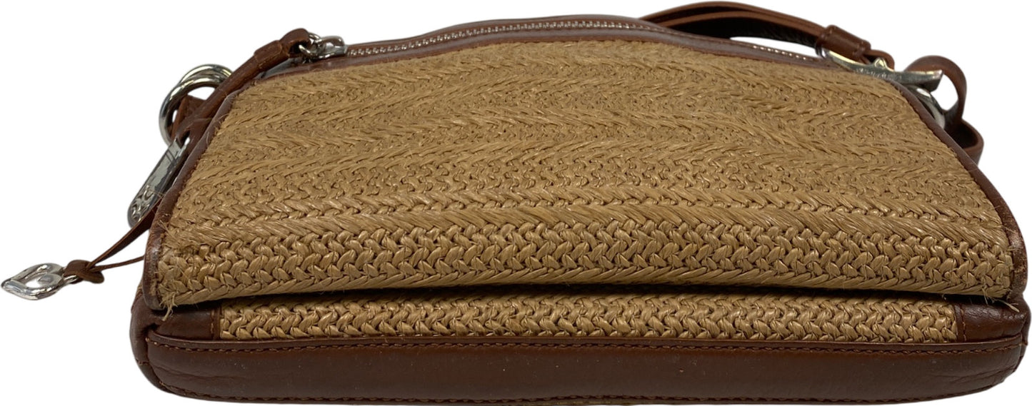Brighton Women’s Brown Brooklyn Straw Multipocket Organizer Crossbody Purse