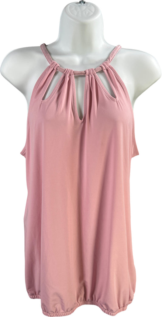 Express Women’s Pink Sleeveless Tie Neck Blouse - M