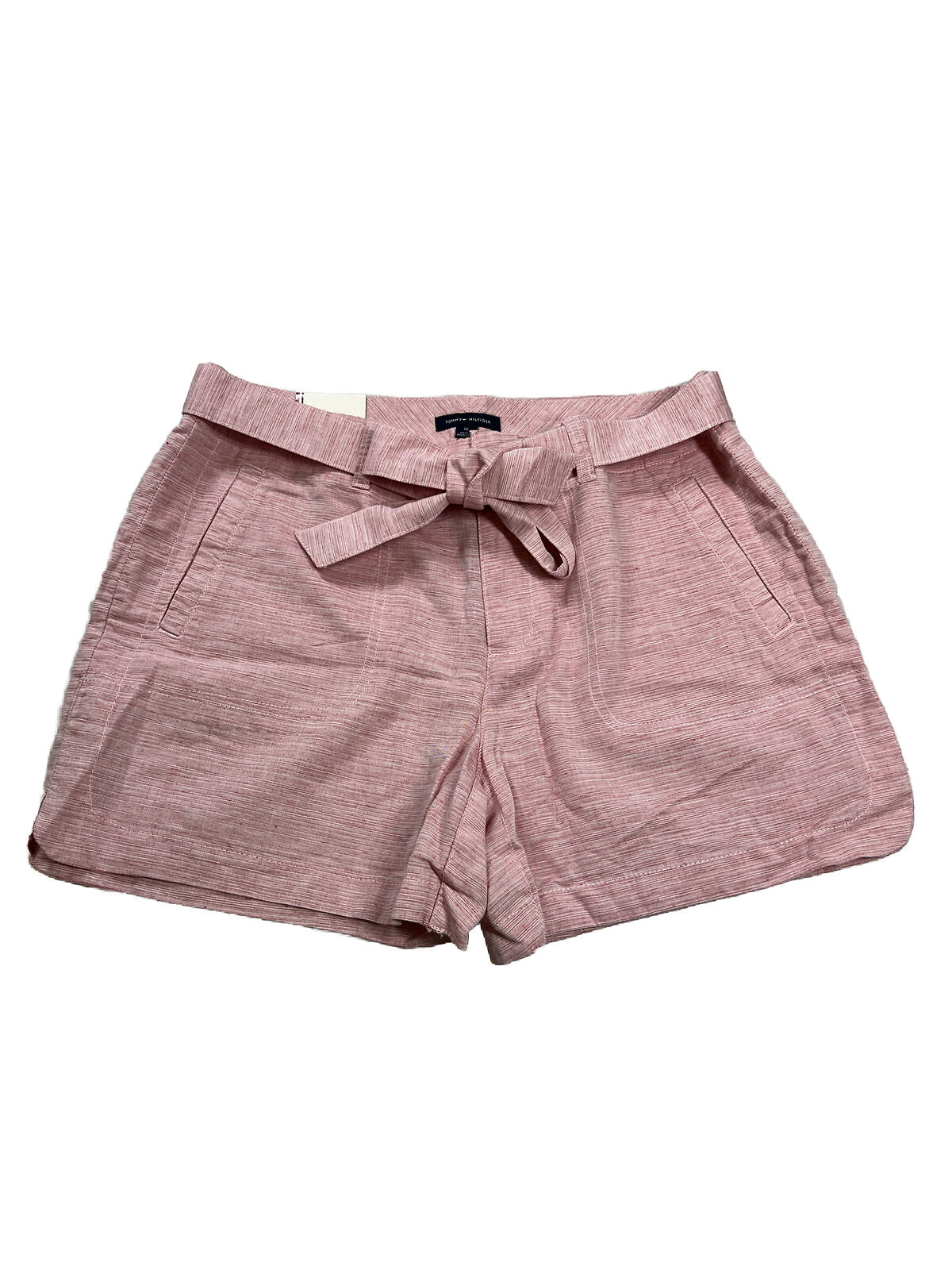 NUEVO Tommy Hilfiger Pantalones cortos casuales de lino rojo para mujer - 10