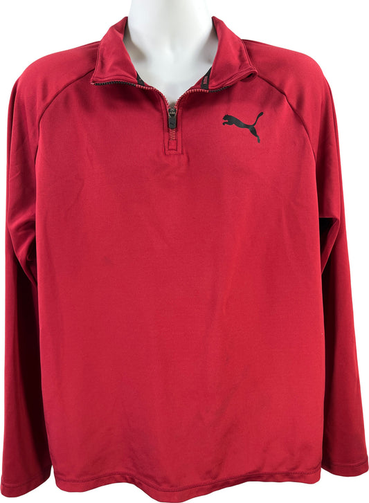 Puma Men’s Burgundy Red Long Sleeve 1/4 Zip Pullover Shirt - L
