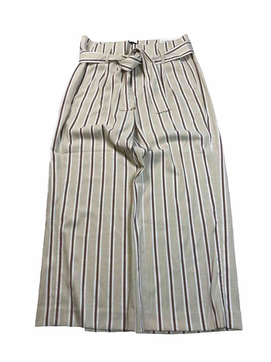 NEW Ann Taylor Women's Beige Striped Tie Waist Ankle Pants - 6