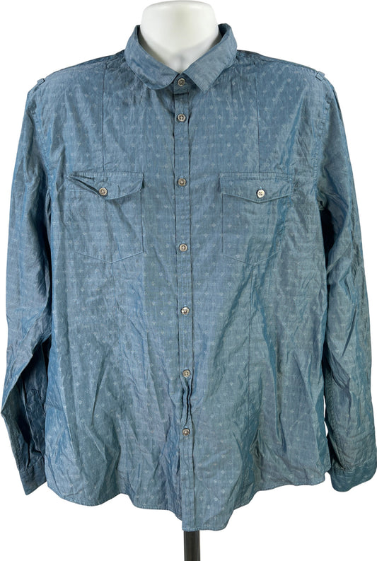 John Varvatos Men’s Blue Long Sleeve Button Up Shirt - XXL