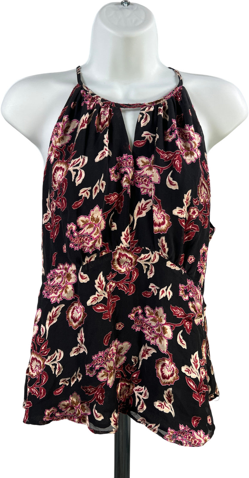 White House Black Market Women’s Black & Purple Floral Sleeveless Top - 8