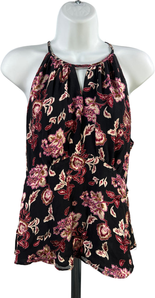 White House Black Market Women’s Black & Purple Floral Sleeveless Top - 8