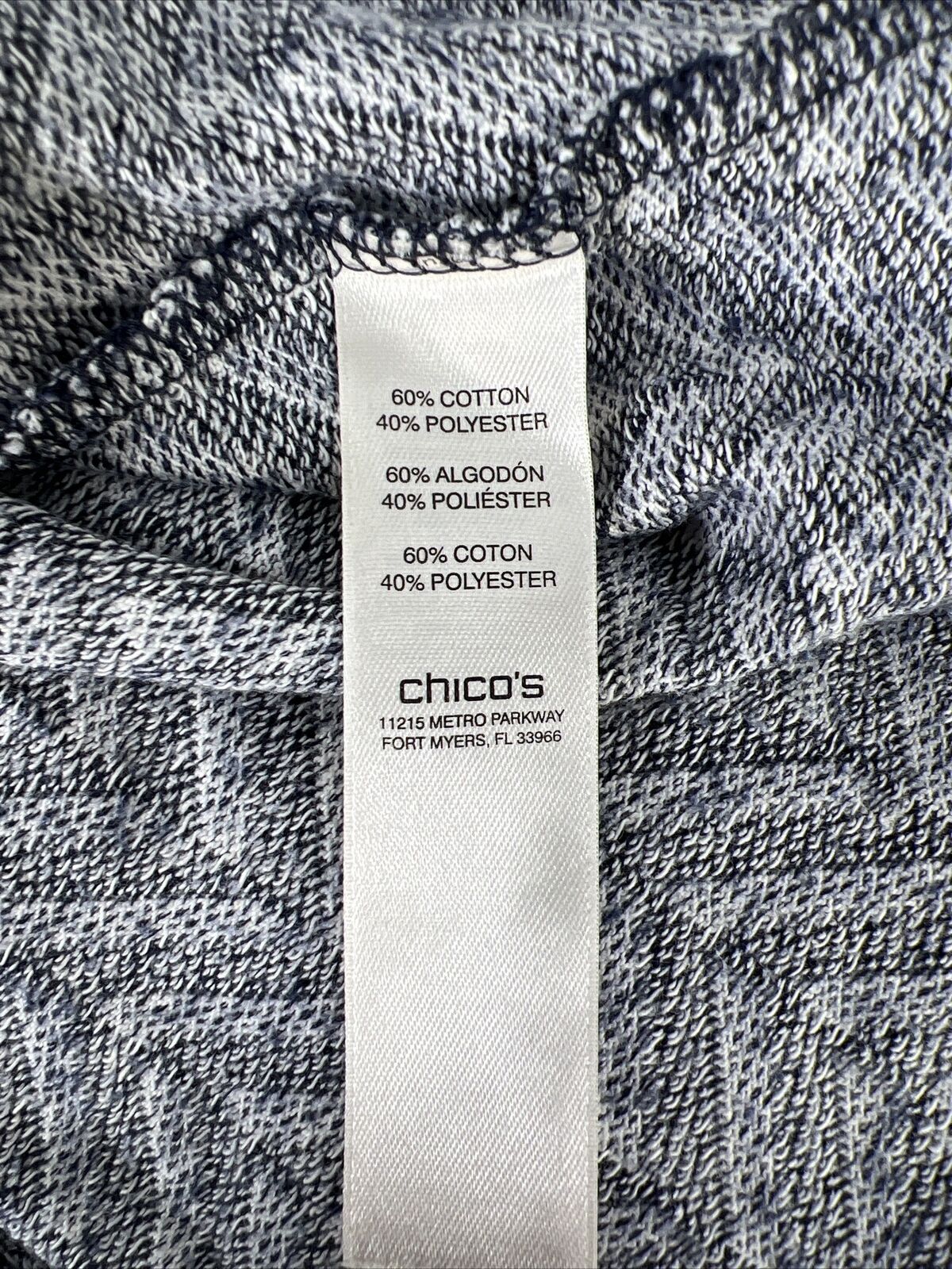 Chico's Camiseta azul/blanca con bolsillo frontal de manga 1/2 para mujer - 1/M