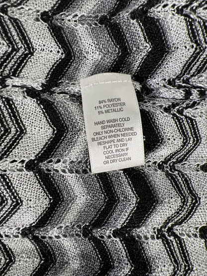 White House Black Market Women’s Black Silver Metallic Sleeveless Cardigan - L