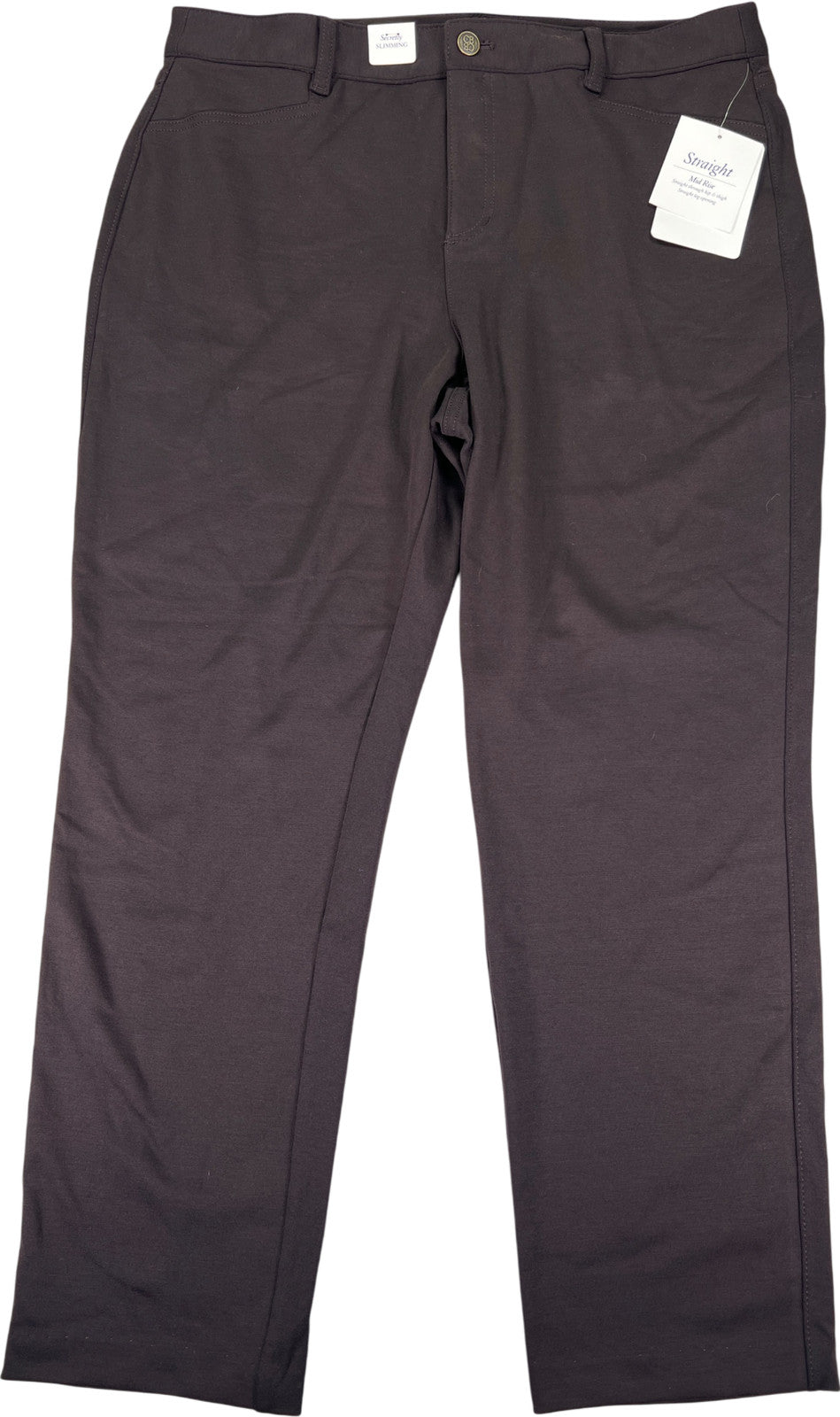 Croft and Barrow Women’s Brown Secretly Slimming Stretch Straight Leg Pants - 18