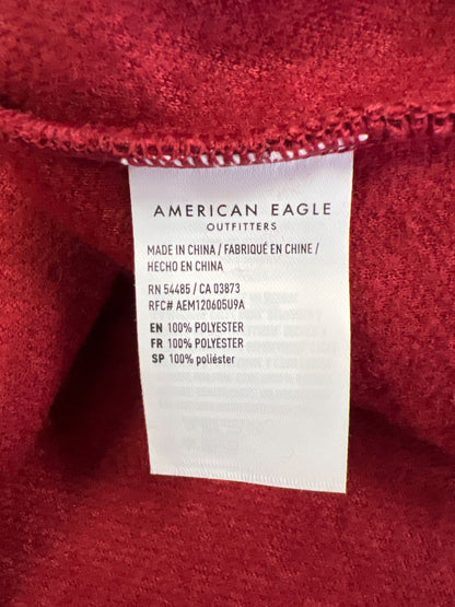 American Eagle Women’s Red Long Sleeve Sherpa Cropped Sweater - L
