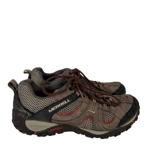 Merrell Men's Brown/Red Yokota Lace Up Hiking Trail Athletic Shoes - 10