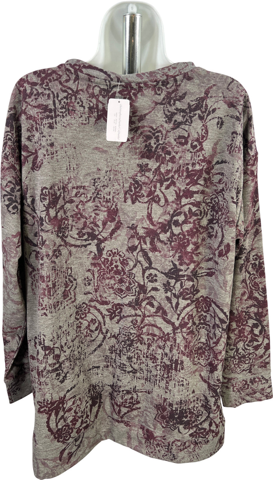 CJ Banks Women’s Gray/Purple Long Sleeve V-Neck Shirt - 14X