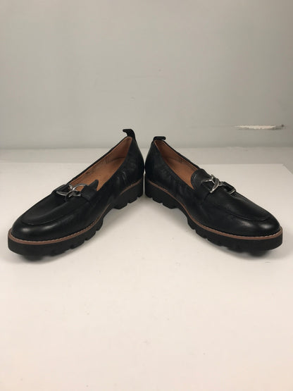Visonic Women’s Black Leather Cynthia Slip On Platform Loafers - 7.5