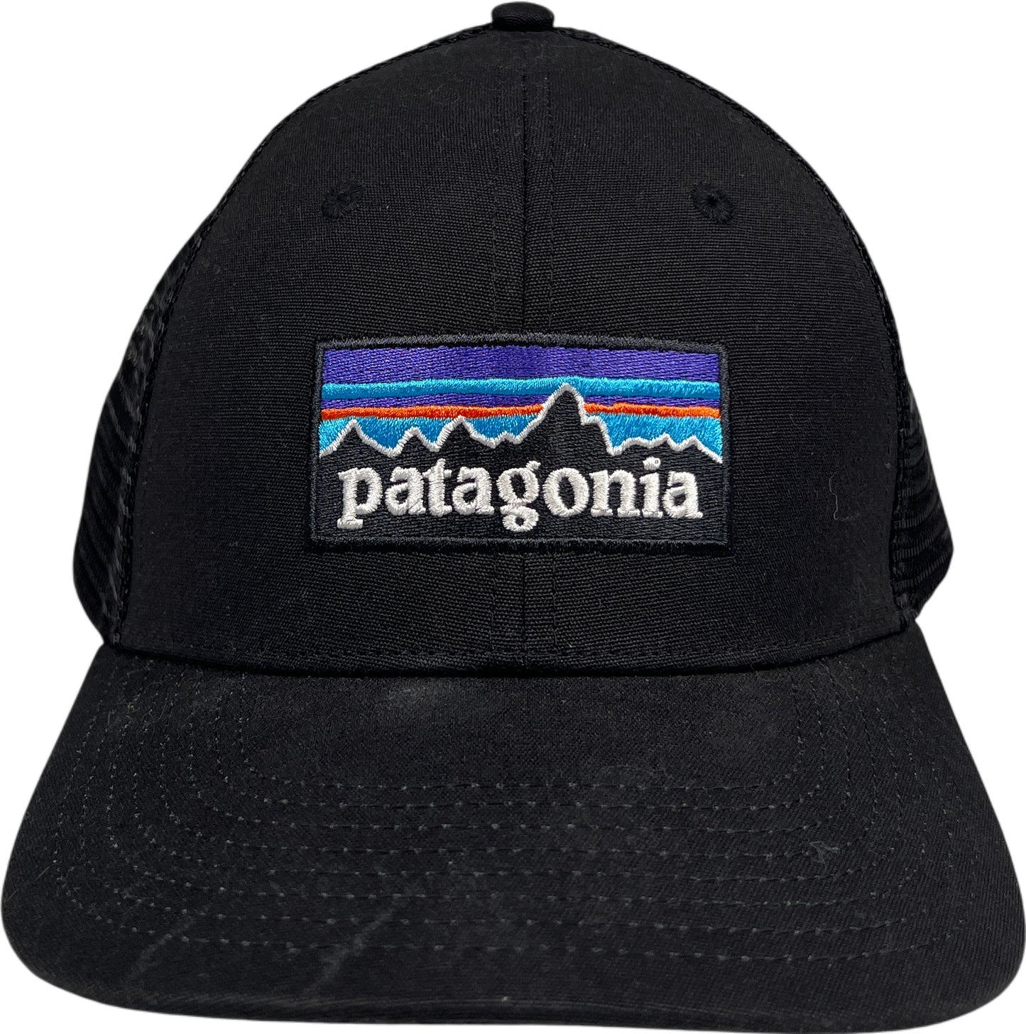 Patagonia Unisex Black Logo Mesh Back Adjustable Trucker Hat - One Size