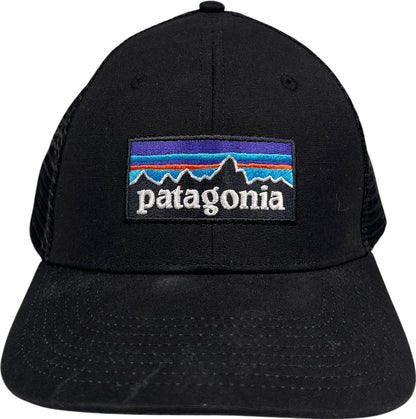 Patagonia Unisex Black Logo Mesh Back Adjustable Trucker Hat - One Size