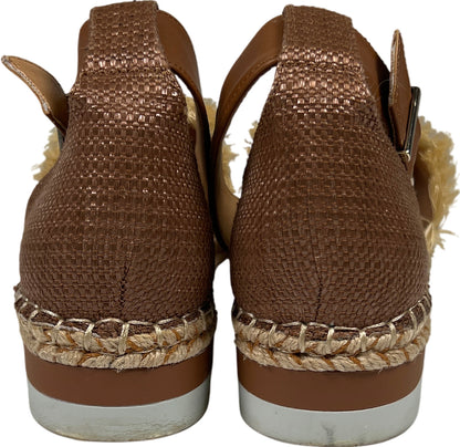 Crown Vintage Women’s Beige/Brown Bonire Woven Platform Ankle Strap Sandals - 10