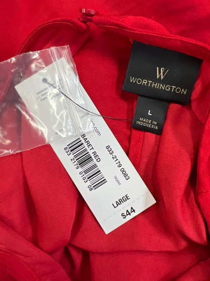 Worthington Women’s Red Wrap Front Long Sleeve Blouse - L