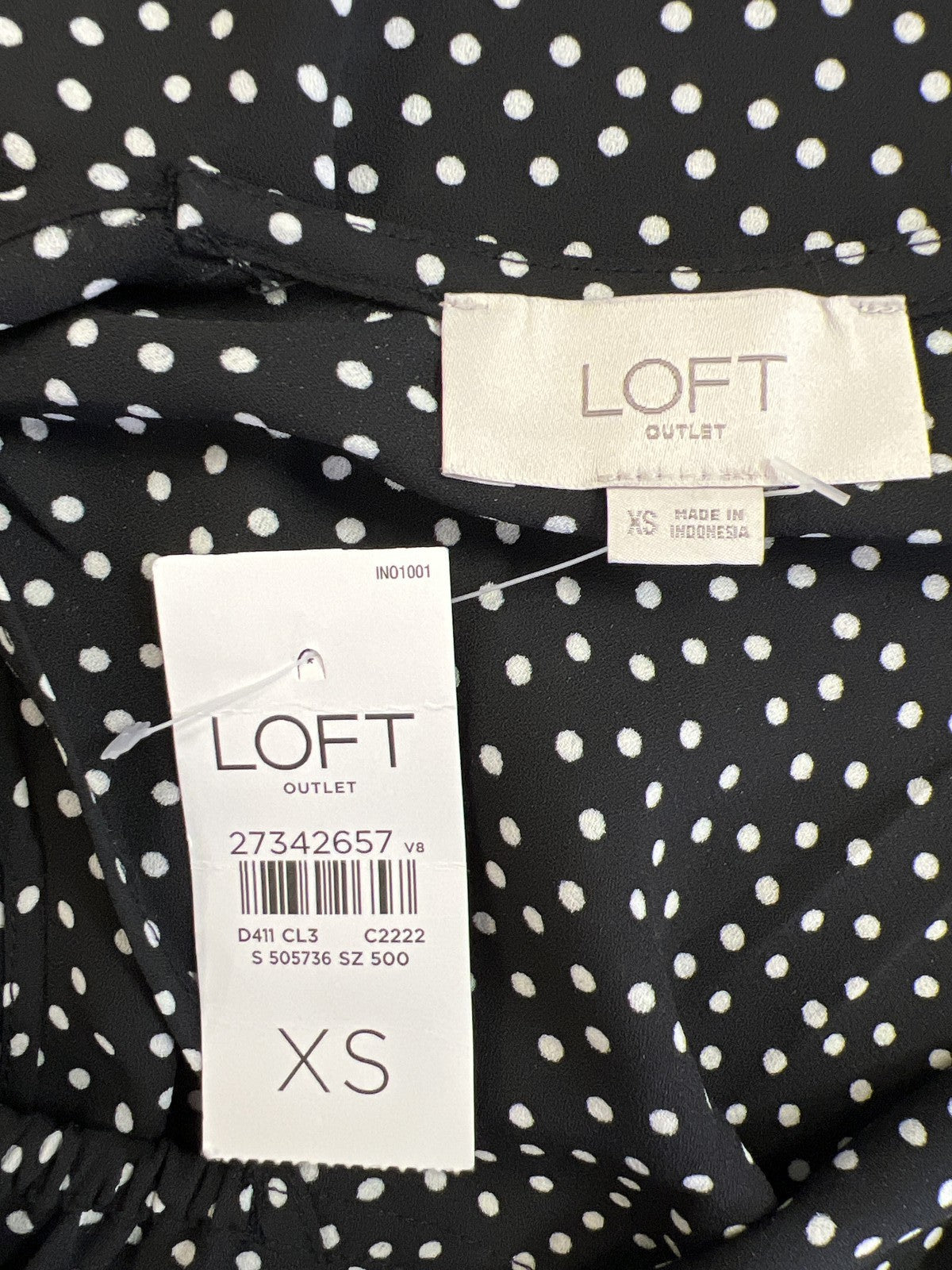 LOFT Women’s Black Polka Dot Tie Back Tank Top Blouse - XS