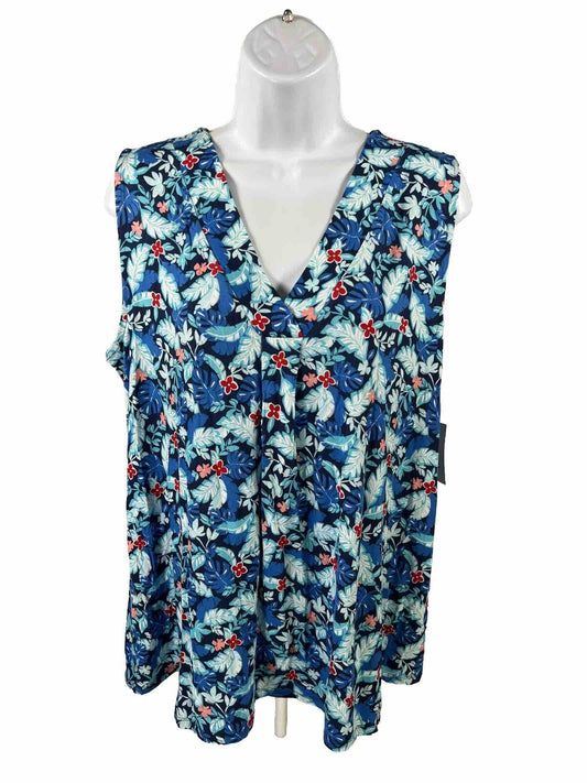NEW Croft and Barrow Women's Blue Floral Sleeveless Tank Top - L