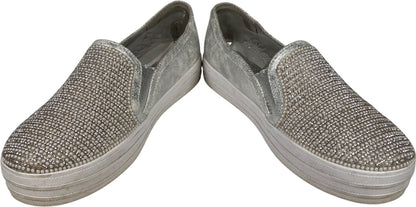 Skechers Women’s Silver Metallic Shiny Dancer Street Loafer Shoes - 8.5