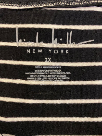 Nicole Miller Women’s Black Striped Short Sleeve T-Shirt - Plus 2X