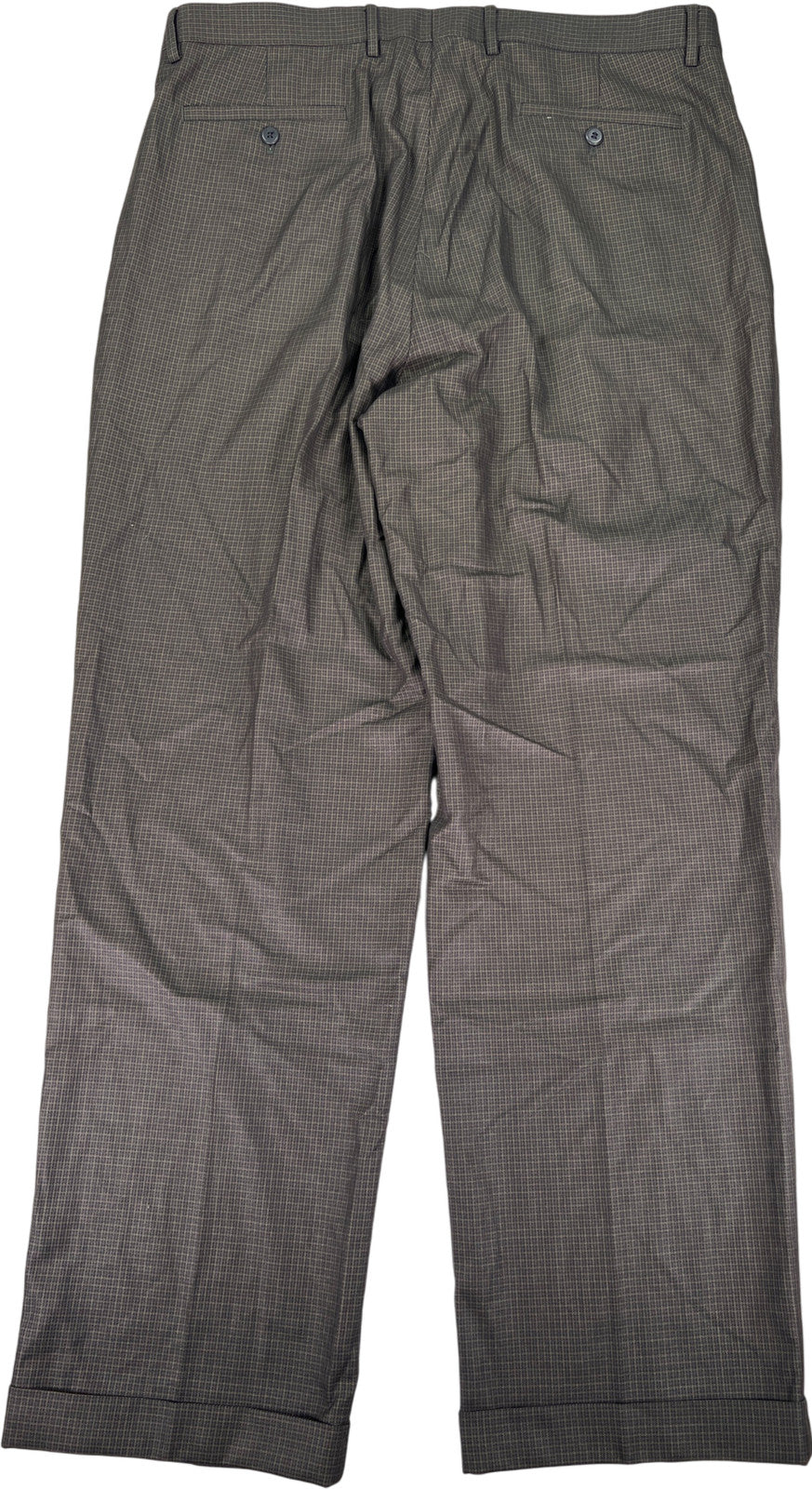 Lous Raphael Men’s Olive Green Checkered Dress Pants - 38x32