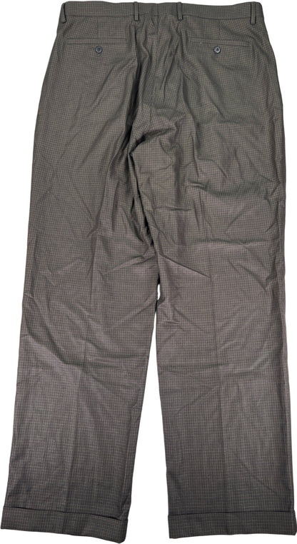 Lous Raphael Men’s Olive Green Checkered Dress Pants - 38x32