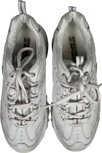Skechers Women’s White D’Lites Leather Lace Up Walking Sneakers - 7