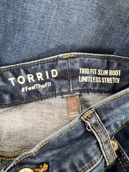 Torrid Women’s Medium Wash Trio Fit Slim Boot Denim Jeans - Plus 16/20 R