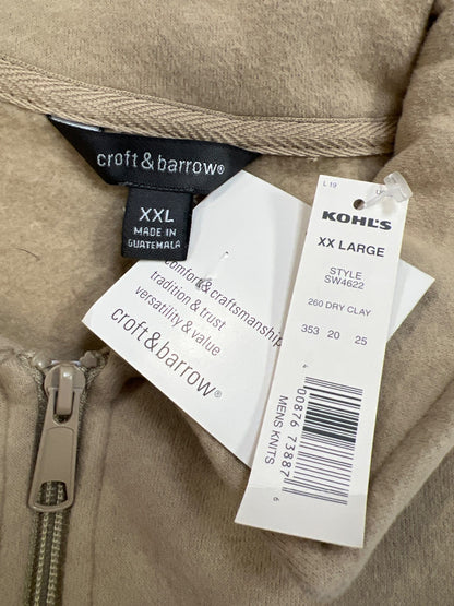 Croft and Barrow Men’s Beige Dry Clay 1/4 Zip Pullover Sweater - XXL