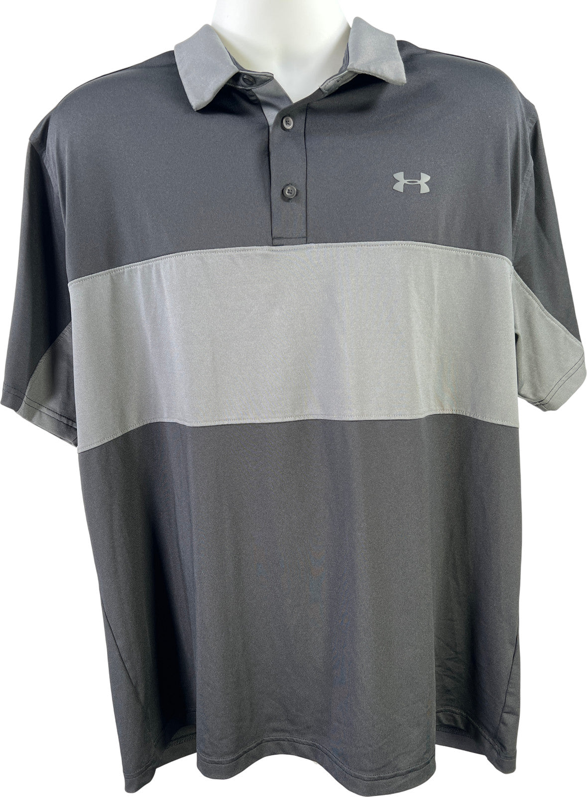 Under Armour Men’s Black/Gray HeatGear Short Sleeve Athletic Polo Shirt - 2XL