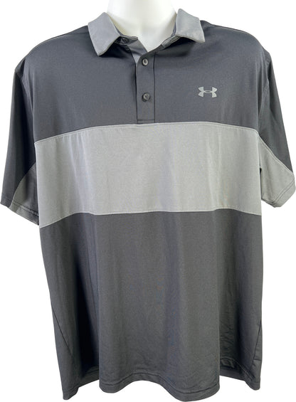 Under Armour Men’s Black/Gray HeatGear Short Sleeve Athletic Polo Shirt - 2XL