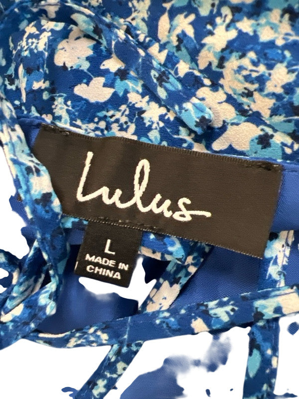 Lulu's Women's Blue Sleeveless Strappy Back Midi Dress - L