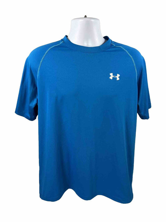 Under Armour Men's Blue Solid Short Sleeve HeatGear Athletic Shirt - L