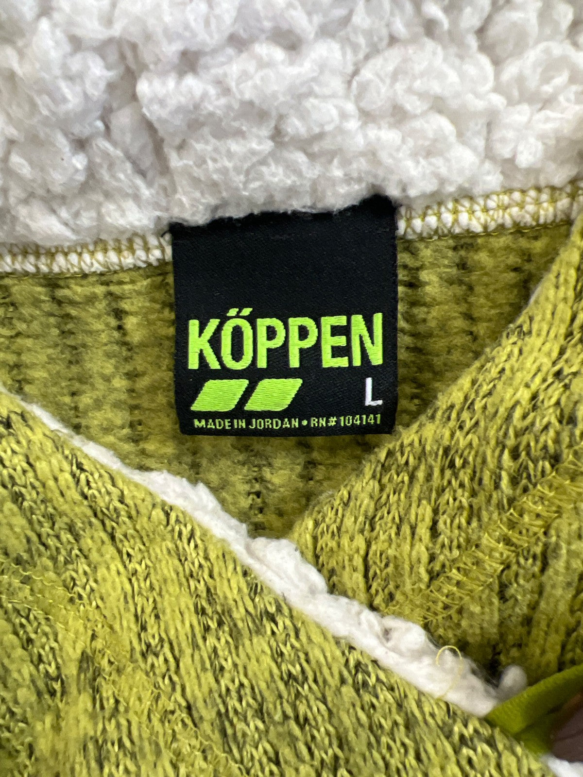 Koppen Women’s Green/Yellow Sherpa Lined Hooded Sweater - L
