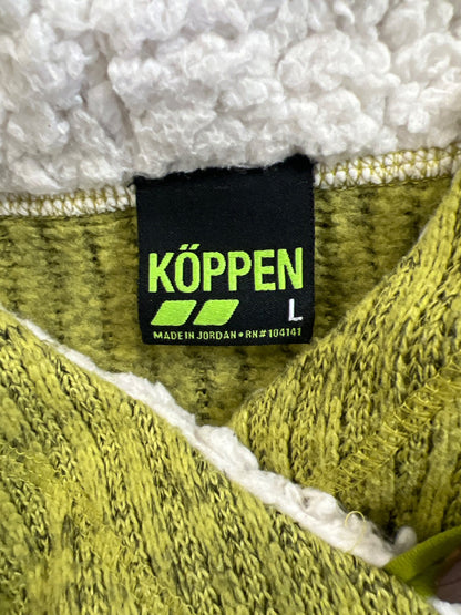 Koppen Women’s Green/Yellow Sherpa Lined Hooded Sweater - L
