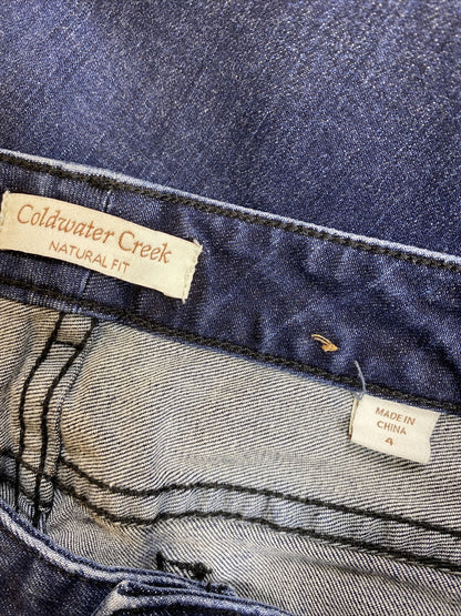 Coldwater Creek Vaqueros cortos de corte natural con lavado oscuro para mujer - 4