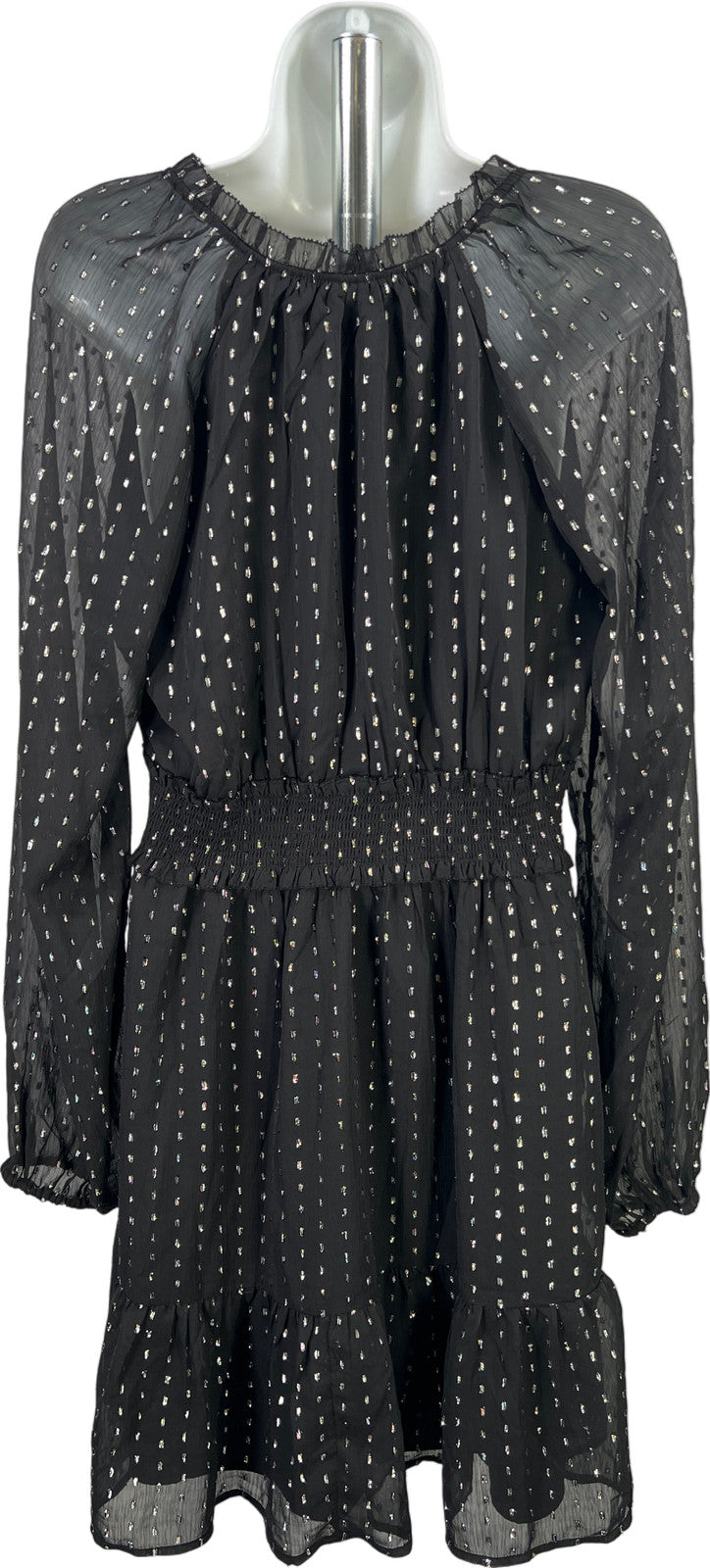 Old Navy Women’s Black Metallic Long Sleeve Smocked Dress - M Tall