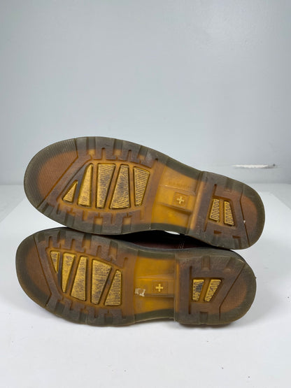 Dr. Martens Men’s Brown Leather Izzy Air Wair Industrial Steel Toe Boots - 8