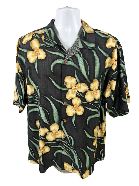 Tommy Bahama Men's Black Floral 100% Silk Button Up Shirt - L