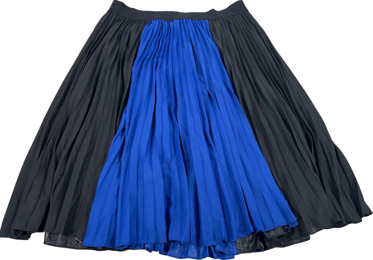 BCBGMaxazria Women’s Black/Blue Pleated Pull On Skirt - S